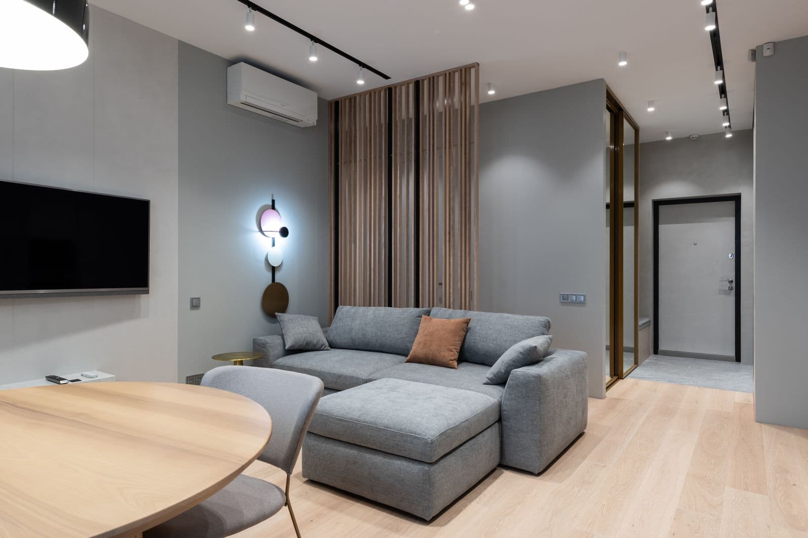 Apartment living room with finished interiors — illustrative photo
